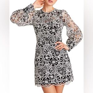 ML Monique Lhuillier Floral Crochet Mini Dress